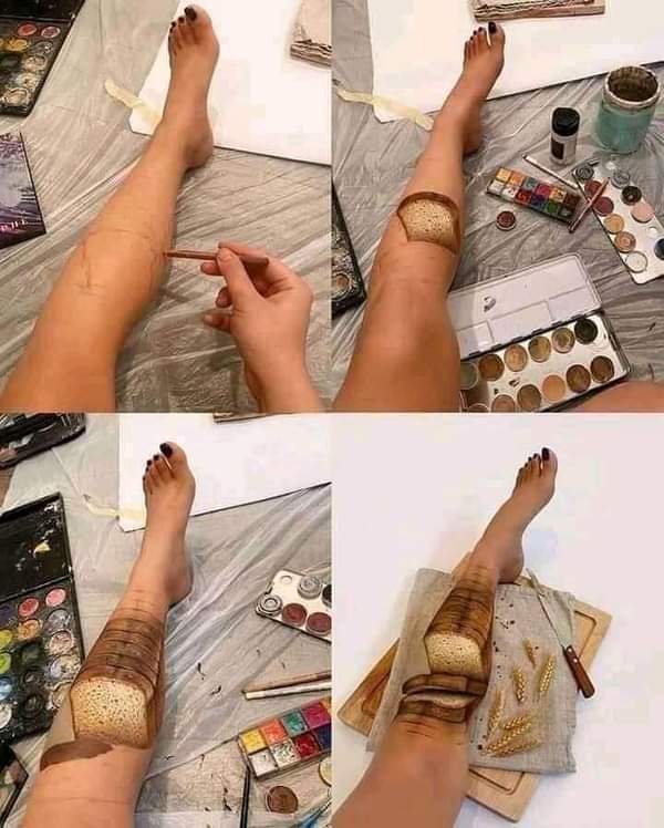 Artist Turned Leg into Slices of Bread