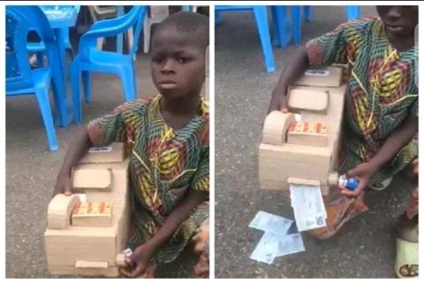 Photos of Igbo Little Boy Who Constructed Dispensable ATM Machine