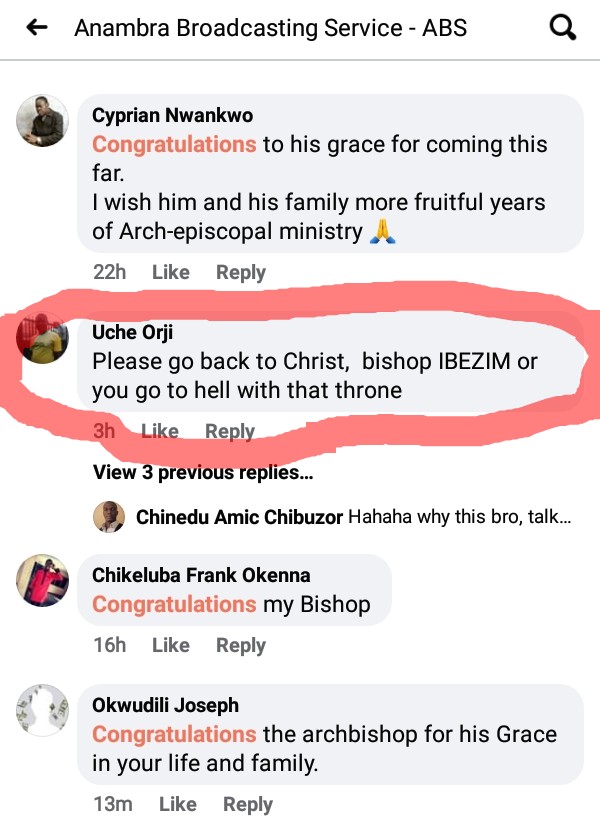 Man Challenges Bishop Ibezim