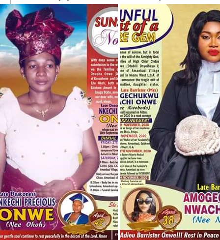 2 Brothers from the same Mother Bury their wives today in Enugu