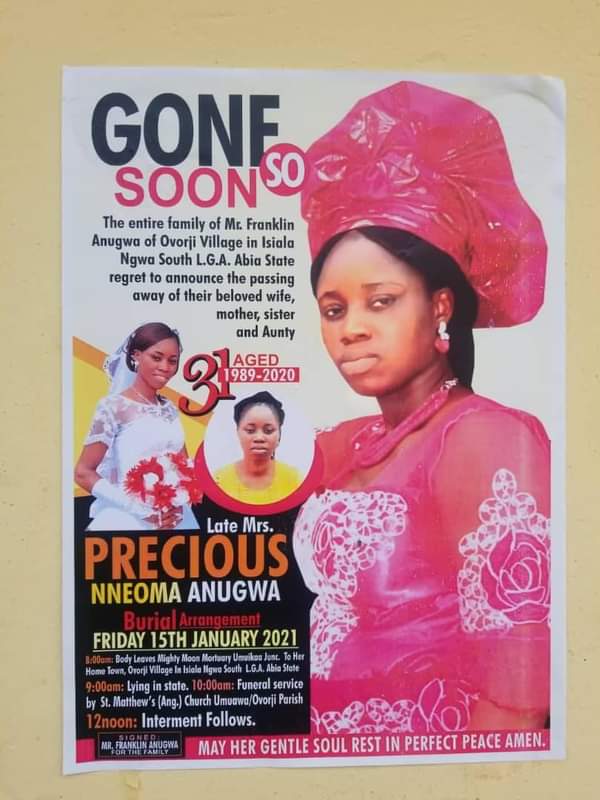 Obituary Posters of Young Mothers who died in Nigeria