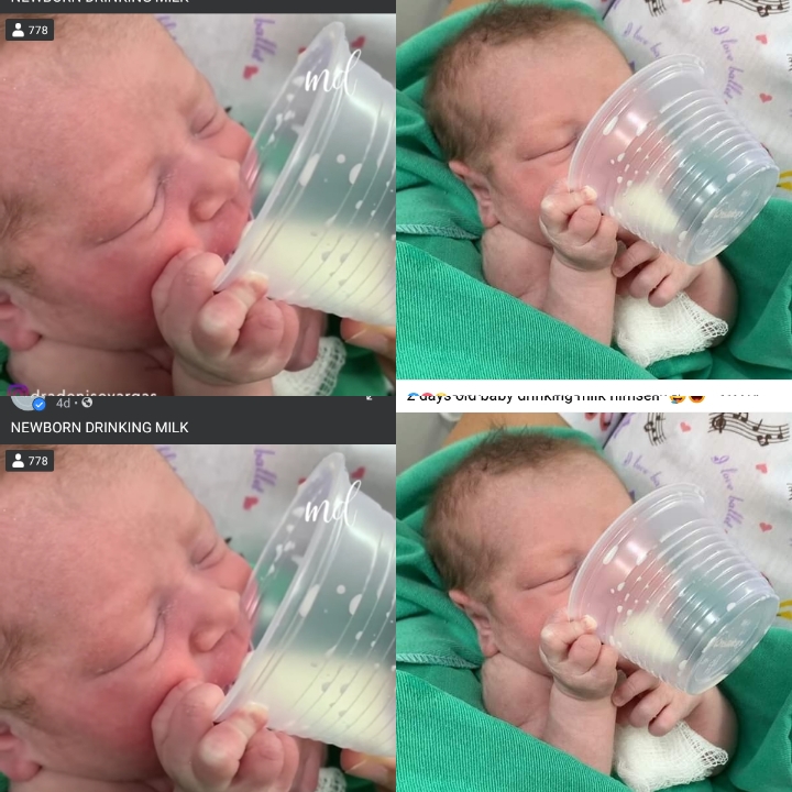 Video of 2-days-old Baby Drinking Milk by Himself