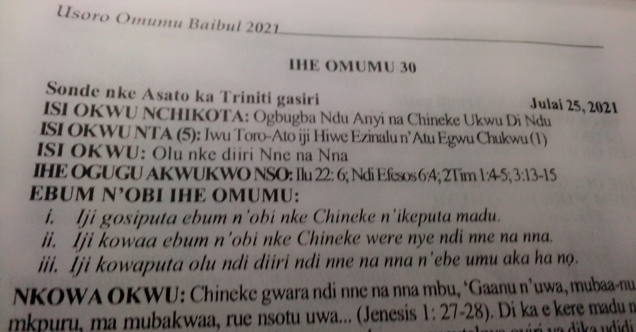 Anglican Bible Study Igbo Study 30 25 July 2021