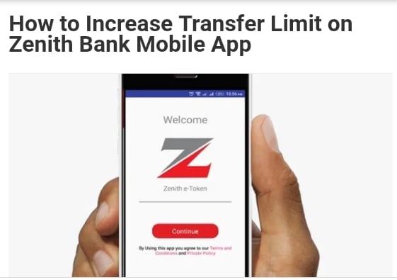 Zenith mobile app online transfer limit