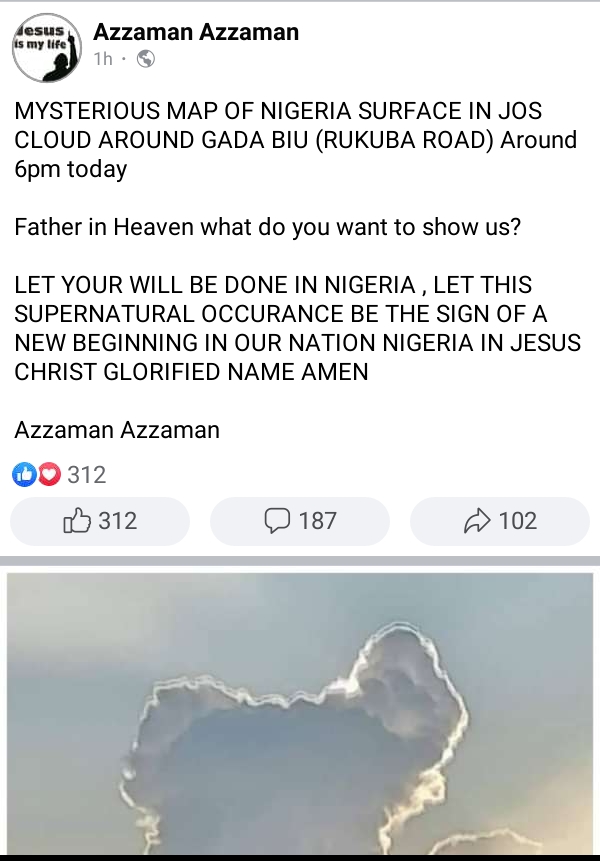 Strange Map of Nigeria Appeared on the Sky in Jos, Igbo Tribe Missing