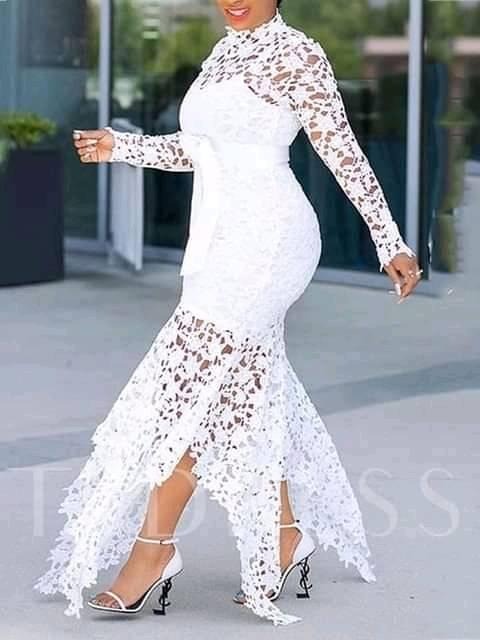 Buy WHITE LACE-DETAIL BRIDESMAID DRESS for Women Online in India