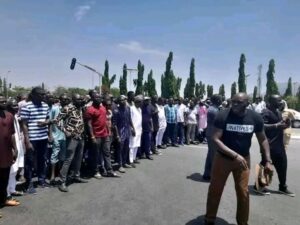 The APC group stages protest in Abuja, warning Obi and Atiku supporters 